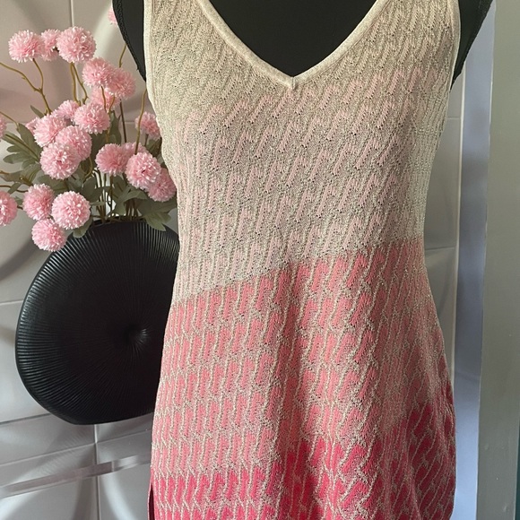 White House Black Market Geometric Coral Fade & Gold Metallic Tank Top Size XS - Picture 5 of 11